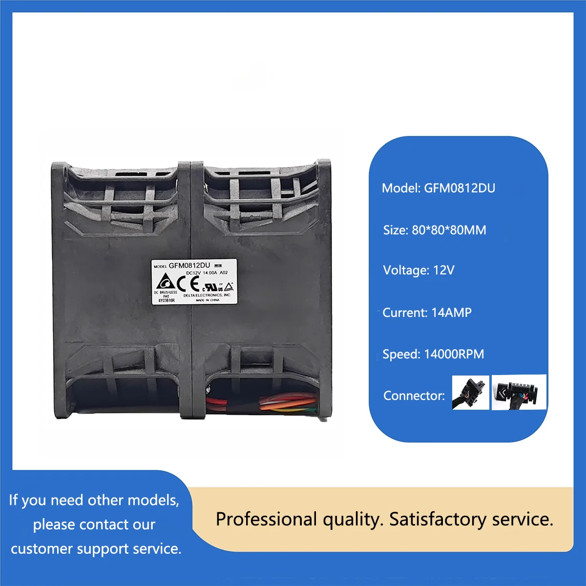 

DELTA GFM0812DU DC 12V 14A 80x80x80MM 14000RPM Cooling Fan For Power equipment PC Server Automotive field Cooler