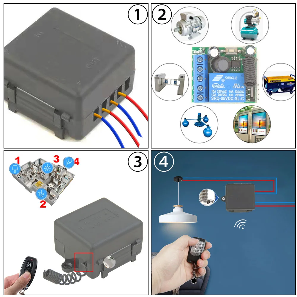 (1 + 3 zestaw) 433Mhz pilot DC 12V 1CH moduł odbiornika bezprzewodowy przełącznik 1000m zakres DC 6V 24V 30V przekaźnik na zamek elektroniczny