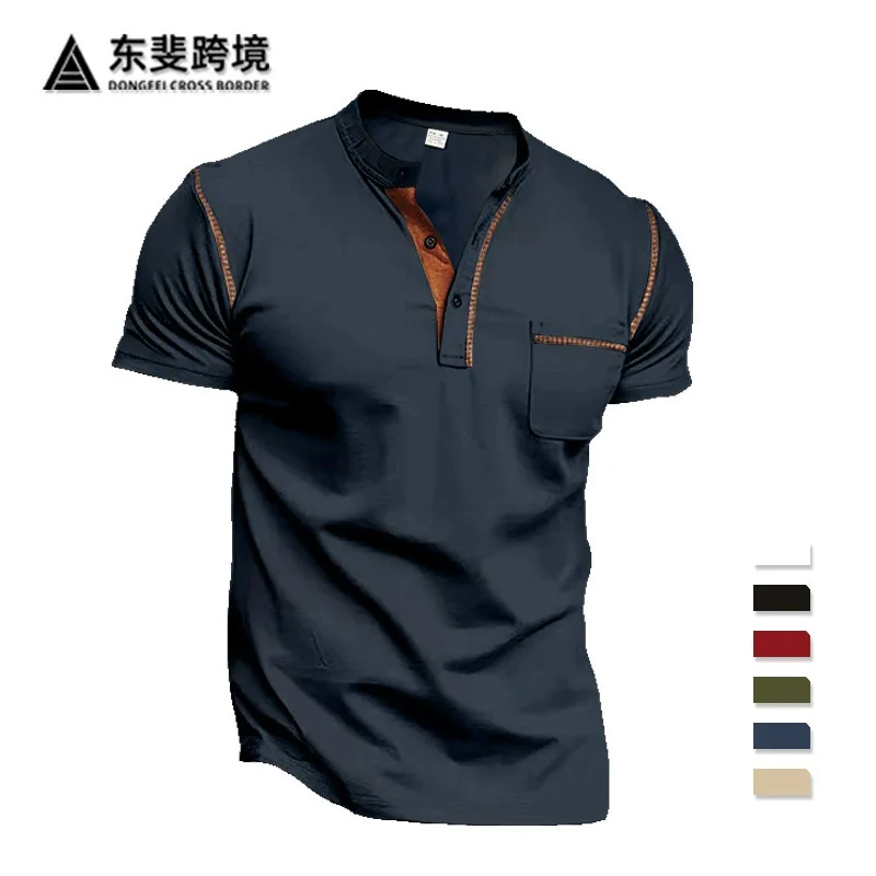 

2025 Summer New Men's Short Sleeve T-Shirt Export Quick-Dry Casual Polo Shirt