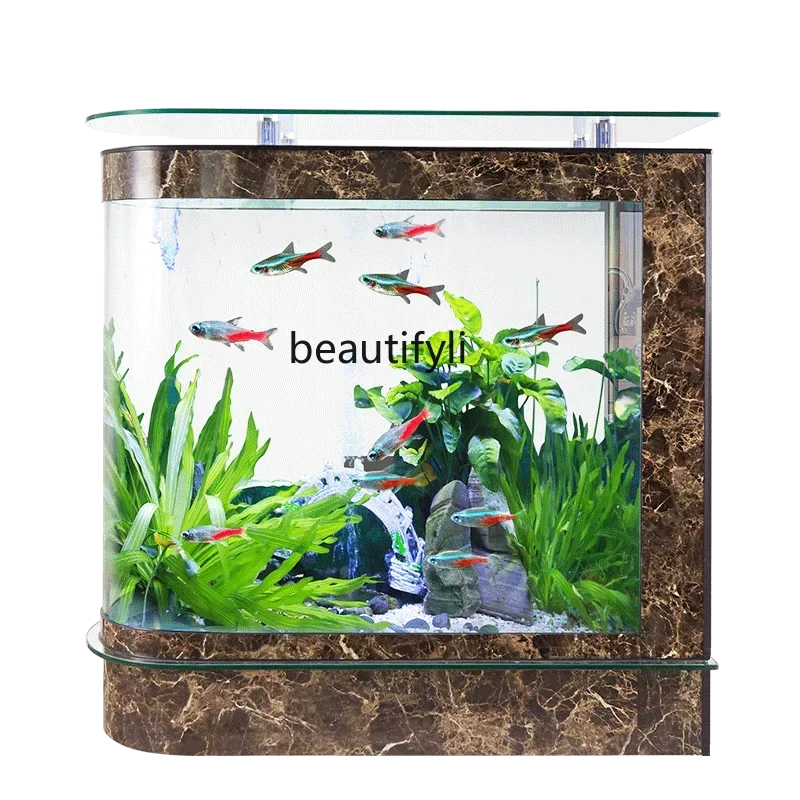 

Fish Tank Arc Type Glass Fish Tank Aquarium Partition Customizable Bottom Filter Fish Tank