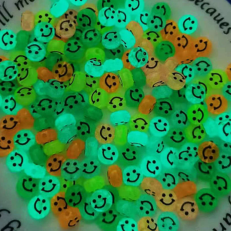 50pcs 10mm Colorful Smile Face Acrylic Beads Luminous Spacer Loose Beads For Jewelry Making Diy Bracelet Necklace Accessories view 6