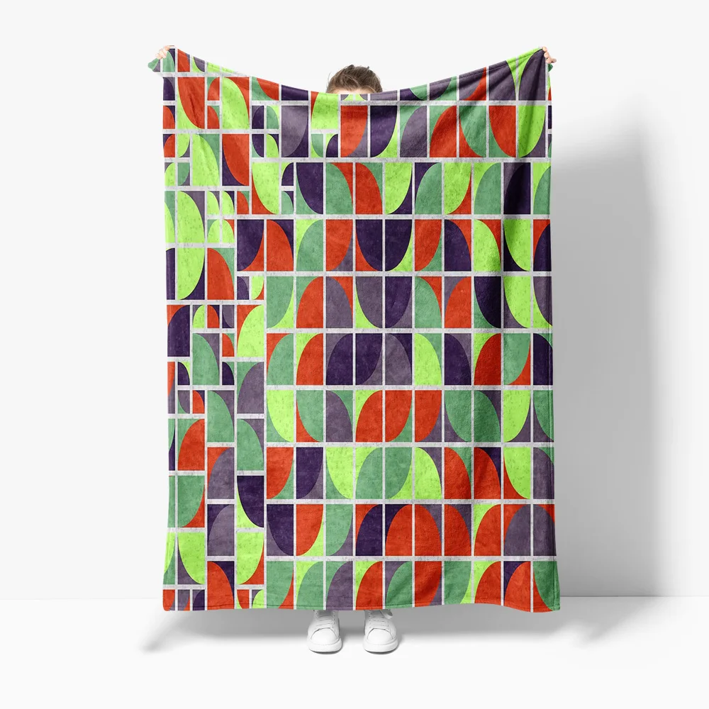 Geometric Pattern Throw Blanket Sofa Bed Cover Decorative Cushions Gift for Women Kids Teen 130x160cm