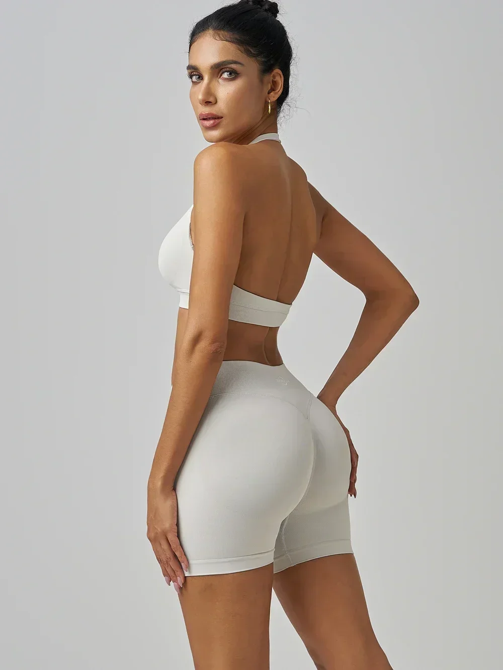 SUSISTAR Workout Sets for Women 2 Piece Crossover HIgh Waist Booty Shorts and Sports Bras Gym Yoga Outfits image 3
