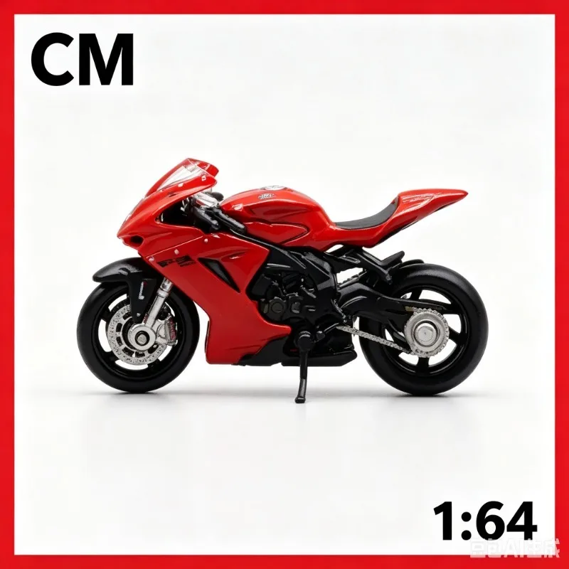 CM 1:64 Augusta F3 Rosso die cast alloy motorcycle model, a favorite gift for boys, desktop ornament, collection souvenir.