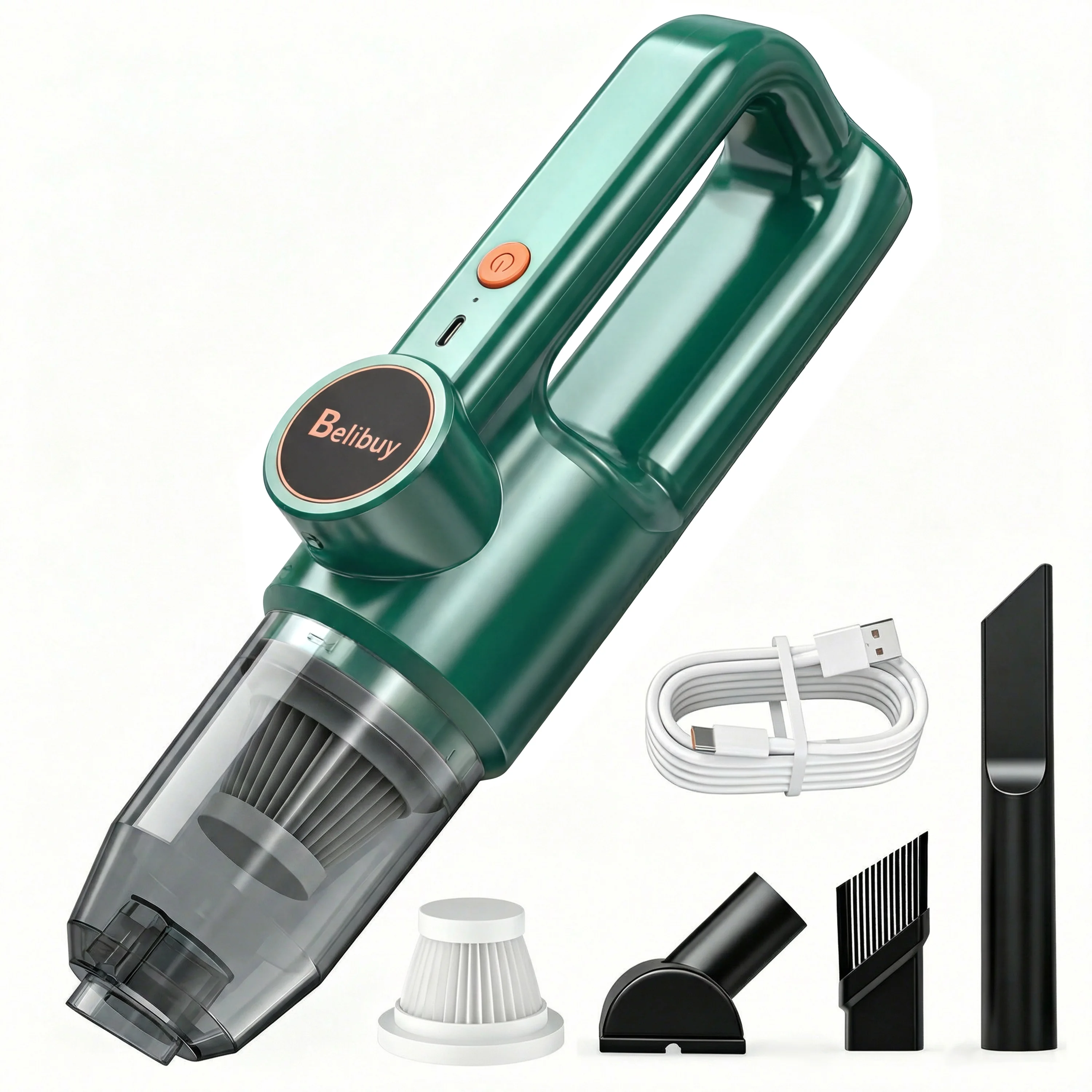 Kabelloser tragbarer Handstaubsauger, Mini-Akku-Autostaubsauger mit ergonomischem Design, leistungsstarker, wiederaufladbarer Handstaubsauger für Auto, Haushalt, Staub, Schmutz, Tierhaare,