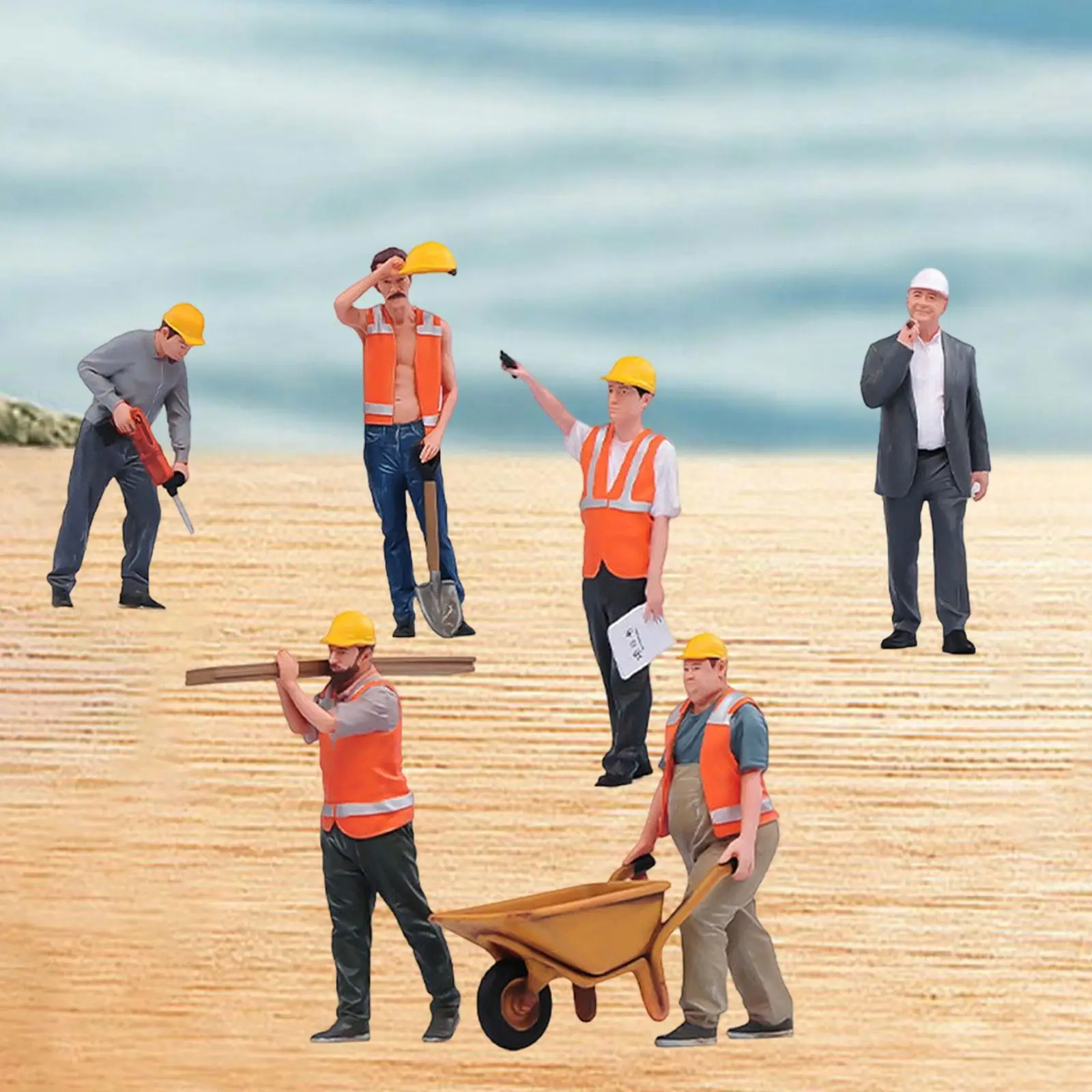 

1/18 Construction Site Worker Figures, Resin, Ornaments for Doll House Decorations