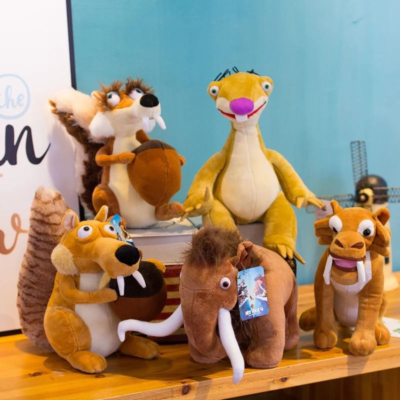 Lovely Cartoon Squirrel Mammoth Manny Elephant Tiger Sloth Plush Toy Soft Doll Kids Toy Xmas Gift b2212