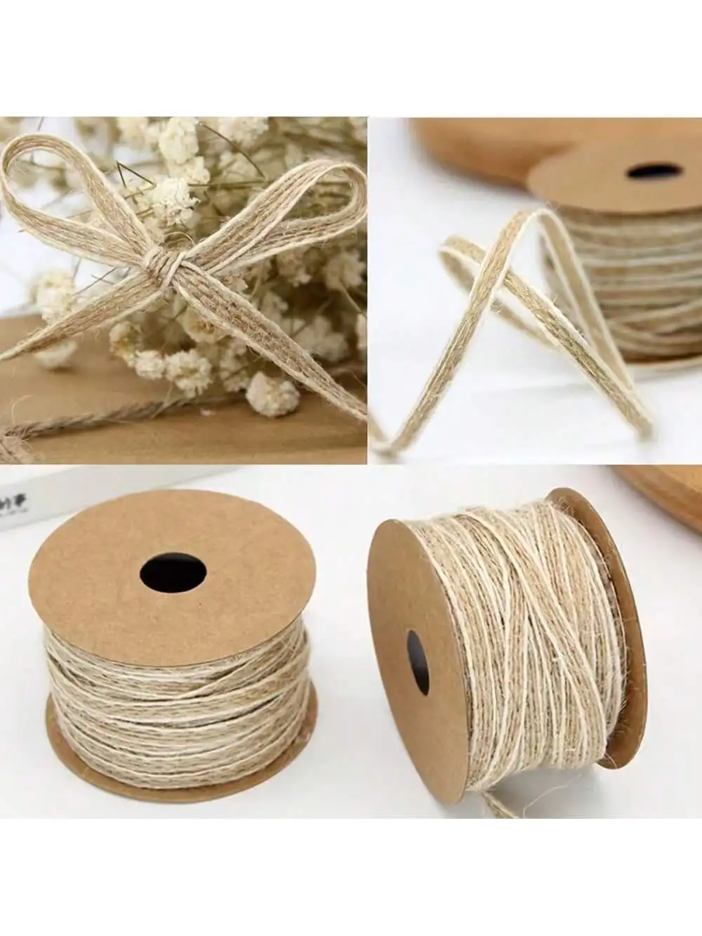 6mmx10M Jute-Burlap-Rollen, Hessian-Band mit Spitze, Vintage Rustikale Hochzeitsdekoration, Party-DIY-Bastelbedarf, Weihnachtsgeschenkverpackung