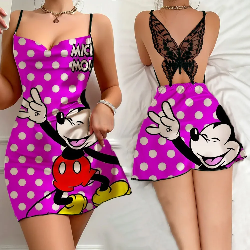 

Sleeveless Pajamas Woman Summer Offers Disney Sexy Nightie New Pattern Mickey Woman Night Sexs Top Seller Sleep Wear Women 2024