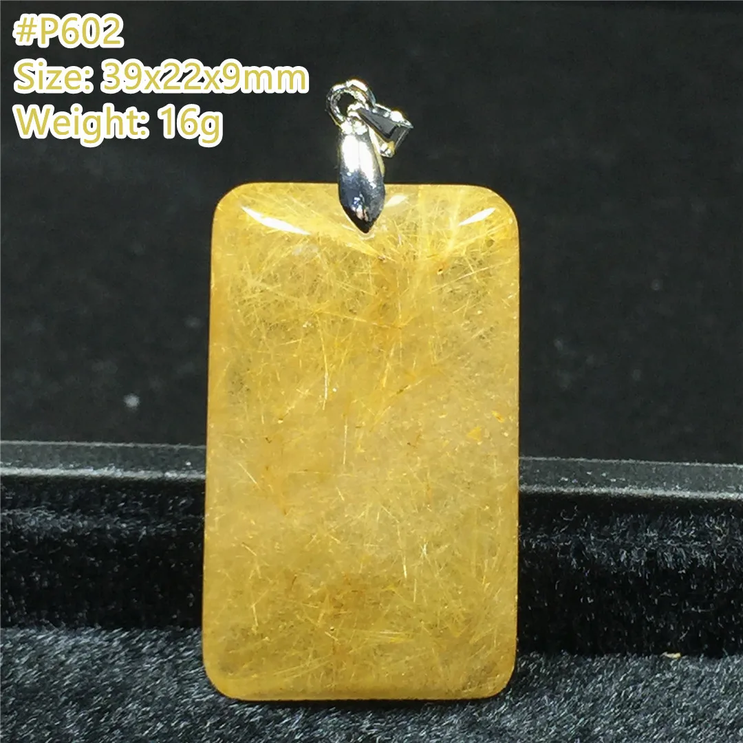 Top Natural Gold Rutilated Quartz Pendant For Women Man Crystal Beads Silver Love Luck Wealth Gift Stone Gemstone Jewelry AAAAA