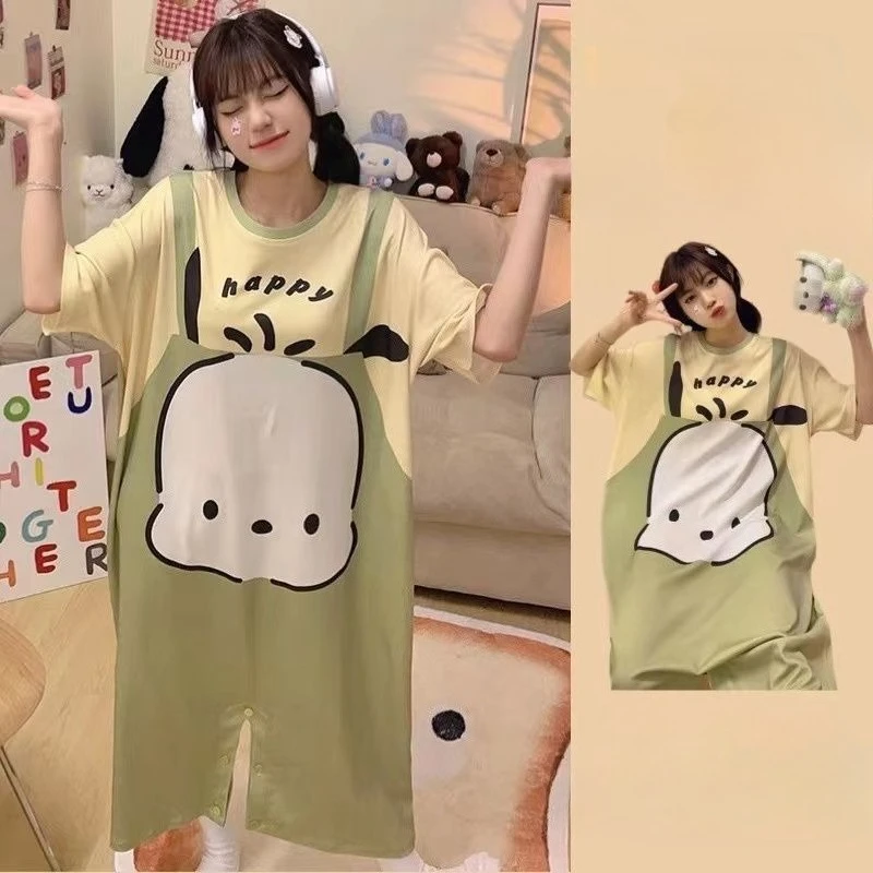 Sanrio Kuromi-mono estampado Cinnamoroll Bad Badtz-Maru para mujer, mono estético de estilo coreano, bonito y juguetón Y2k Clean Girl