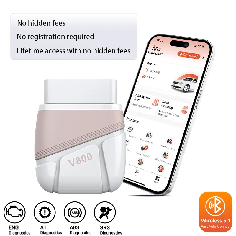 

V800 OBDII Code Reader - Read and Clear Fault Codes for Engine,Transmission , ABS, and SRS . Full-OBDII Compatible with 1996 +