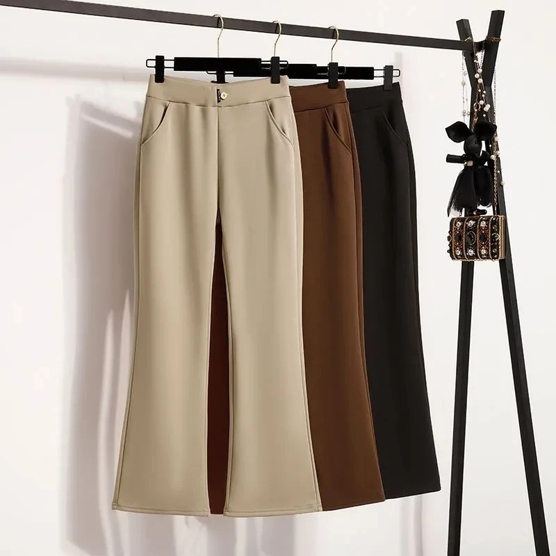 Micro pantalon évasé taille haute pour femme, ample, extensible, élégant, polyvalent, décontracté, 3XL, nouvelle collection printemps automne