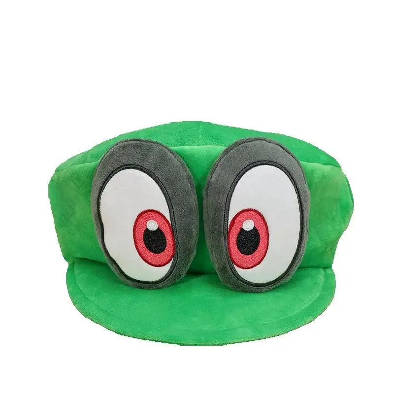 Super Mario Bros. Wonder Green Cappy Hat , Nintendo 3D worlds Odyssey Cartoon Game Character Plush Toy Cap Cosplay Clothes Hats