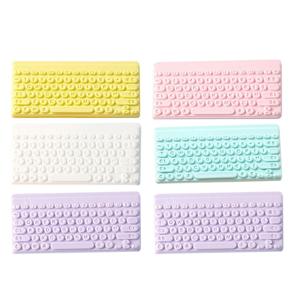 

6pcs Simulated Keyboard Mini Resin Charms for Dollhouse Accessories DIY Crafts Jewelry Keychain Decorations Colorful Layout Prop