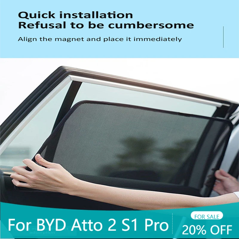 

Magnetic Mesh Sunshades Curtain Cover Side Window Visor Tools UV Protection Car Accessories For BYD Atto 2 S1 Pro 2024 2025 2026
