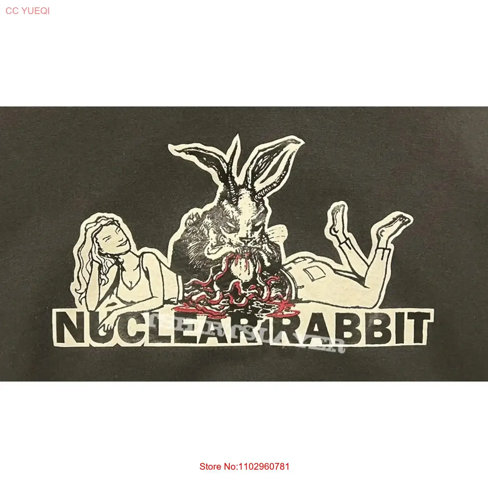T-shirt classique en coton Nuclear Rabbit 'Got Guts', toutes tailles L056, vintage, délavé, décontracté, confortable, avec motif graphique, pour un usage quotidien