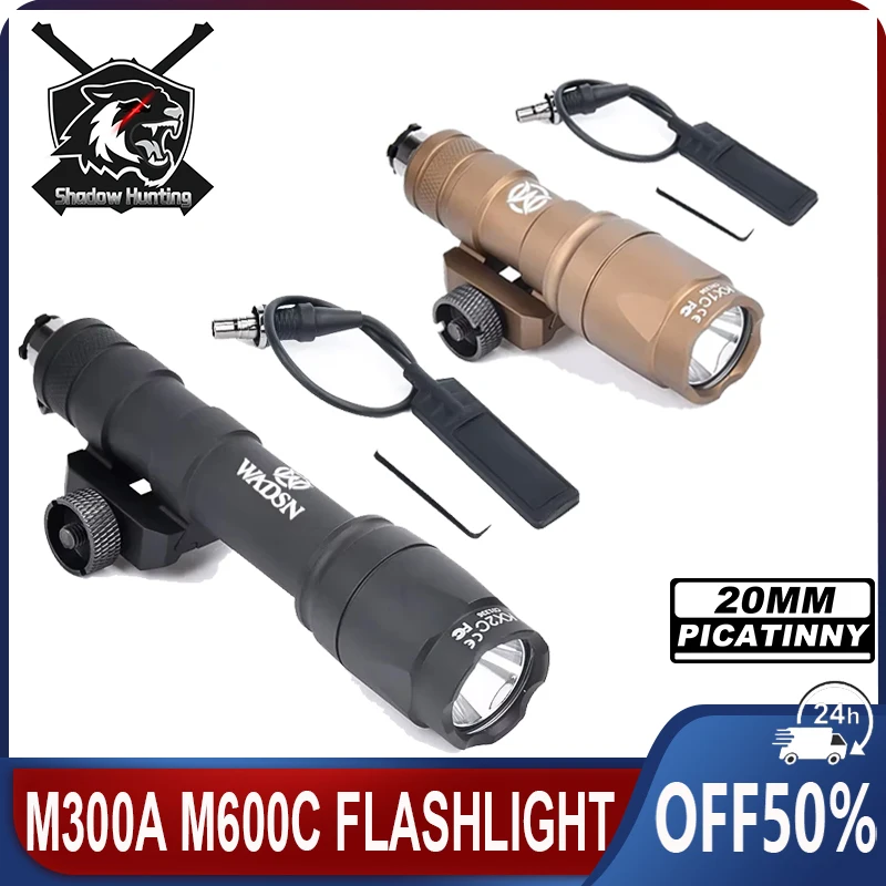 

WADSN Airsoft M600C M300A Tactical Flashligh White LED Light Hunting Weapon Scout Lights M300 Accessorys Fit 20mm Picatinny Rail