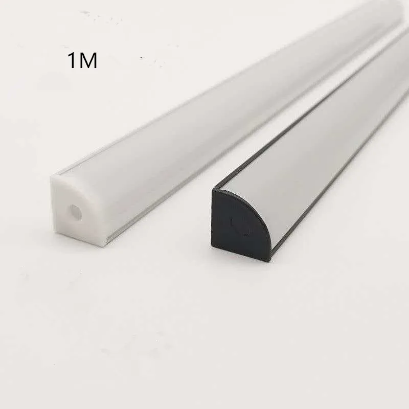 

10-50 шт./лот, 1 м, серебристый/черный алюминиевый профиль для светодиодов, держатель-канал, рассеиватель, ПК-крышка, угловой, U/V-образный, для светодиодов 2835, 5050, 5730, COB