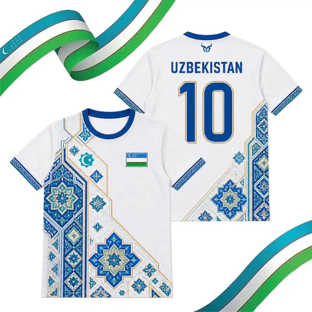 Uzbekistan Flag Print Football Jersey Men's Quick-drying And Breathable Training Uniform T-shirt Traditional Graphic O-neck Top