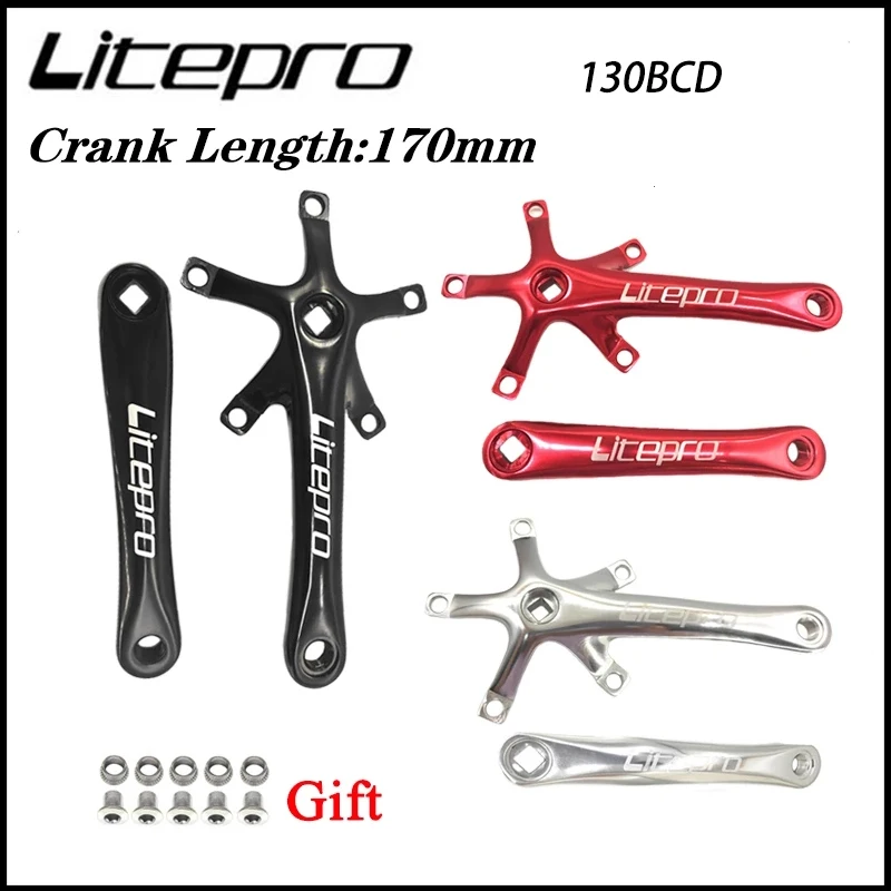 Litepro BMX Bicycle BCD 130MM Integrated Chainwheel Crankset Single Crank For Folding Bike 45/47/53/56/58T Chainring Accessory