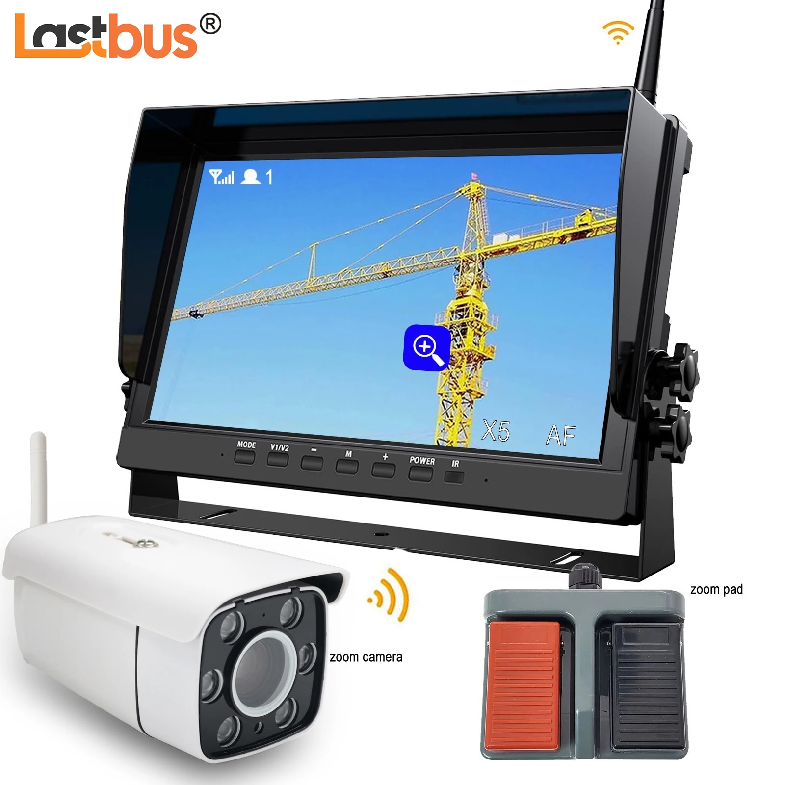 

Lastbus 1080P 30xOptical Zoom DVR Monitor With Wireless Camera For Crane Tower Crane Forklift