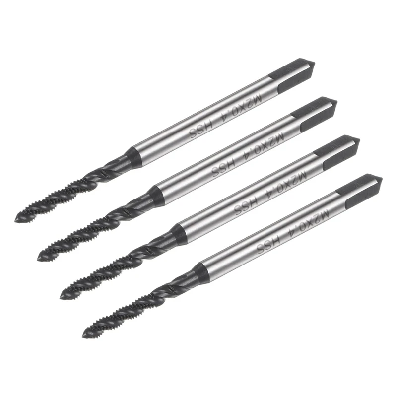 

4Pcs Spiral Flute Thread Taps, M2 X 0.4 Nitride Coated Metric Screw Tap, High Speed Steel Machine Tapping Threading Tool