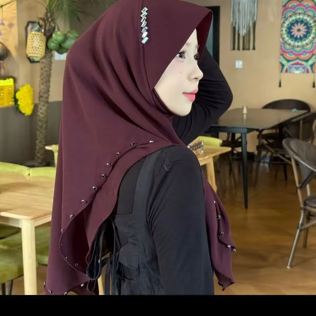 Hijab Muslim Women Shawl Headscarf Luxury Tassels Chiffon Scarf Malaysia Kufi Islam Summer Thin Turban 05429