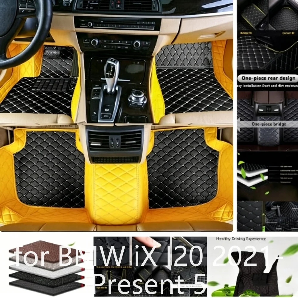 Maßgefertigte Vollumfassende Autofußmatten für BMW iX I20 2021-heute 5-Sitzer PU-Leder Rutschfeste Verschleißfeste Fußmatten Auto-Innenausstattung 3f650