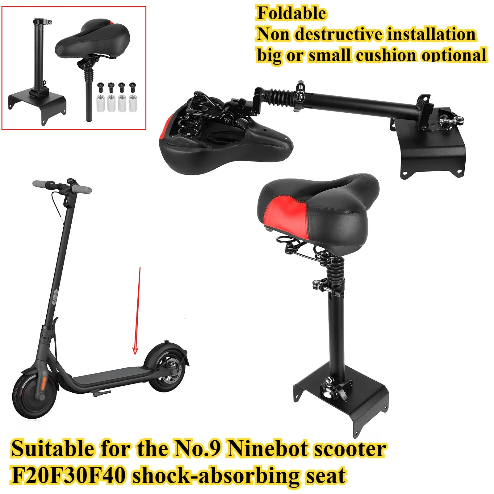 

Suitable for No.9 Ninebot Scooter Shock Absorber Seat F20F30F40 Soft Seat Cushion Foldable Non Destructive Installation Saddle
