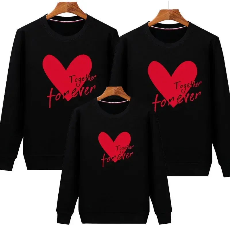 Family Letters Heart Printing Cotton Tops Christmas Sweater Mom Daughter Sweater Couple Family Look Familia Kid Baby Sweatshirt