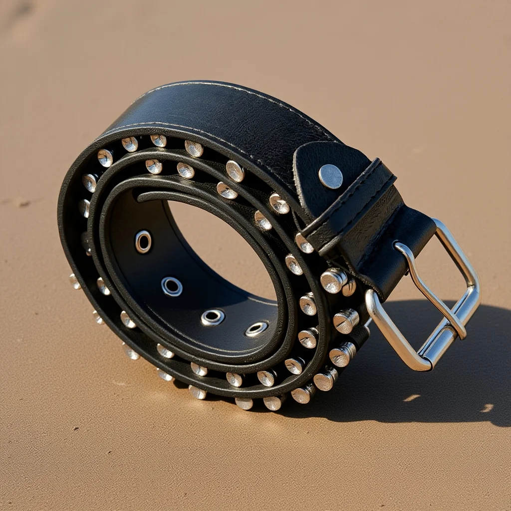 남성용 스팀펑크 펑크 스타일 조절 가능한 패션 허리띠 블랙 인조 버클 벨트 1개