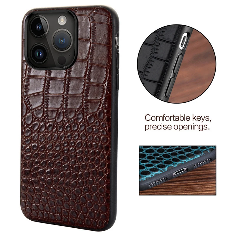 Genuine Cowhide Leather Phone Case for Apple iPhone 15 14 Pro Max 15ProMax 15Pro 14Pro Full Protection Luxury Back Cover