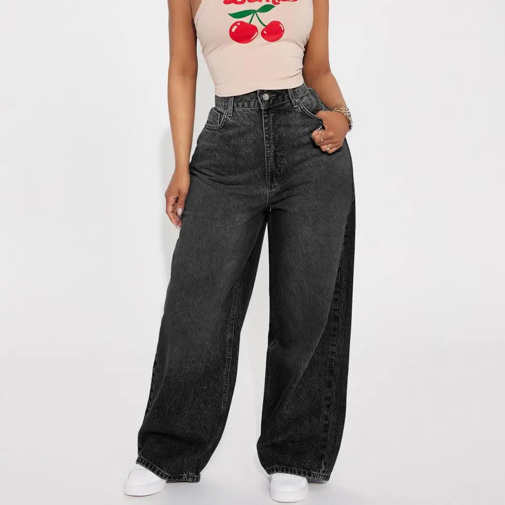 

Women Cotton Jeans Relaxed Fit Women Trousers Women's High Waist Wide Leg Jeans Stretchy Boyfriend Denim Pants with Pockets