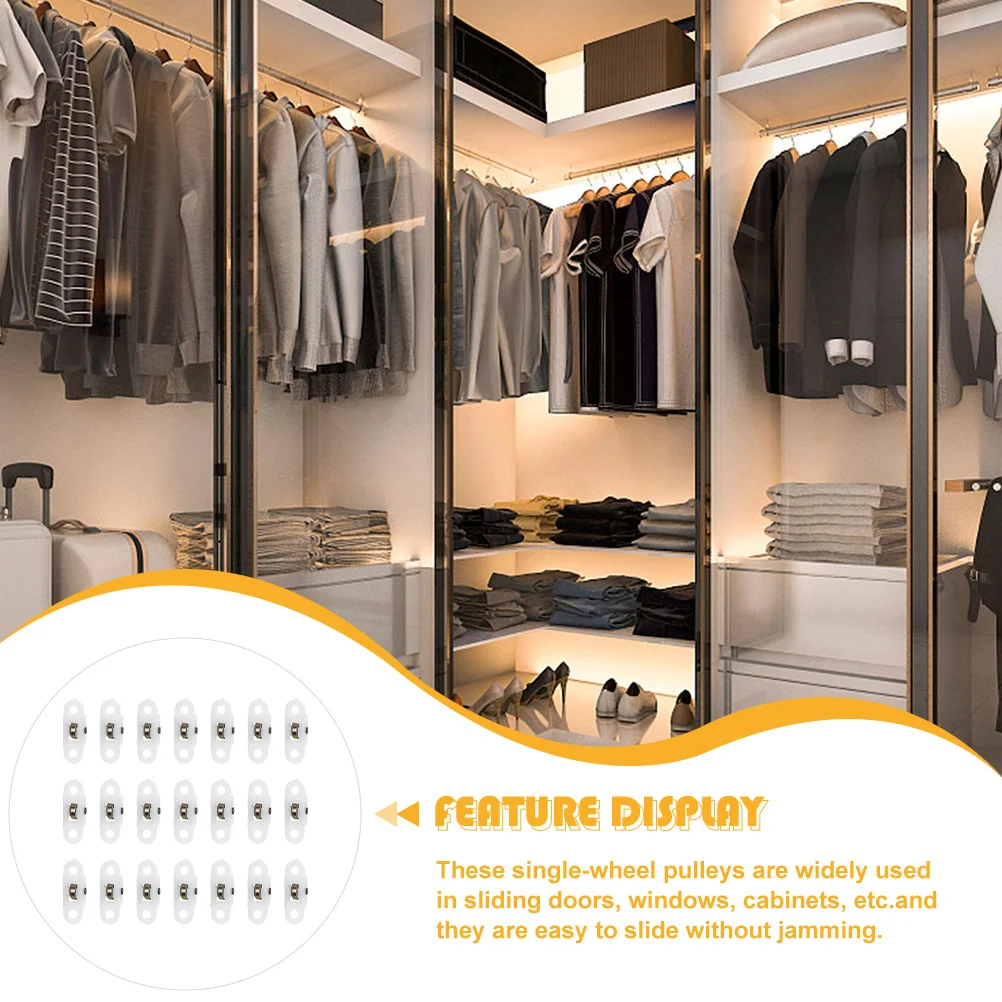 

20pcs Sliding Door Roller Single Wheel For Window Cabinet Pulley Nylon Pp Material Heavy Duty Wear Resistant Smooth Operation