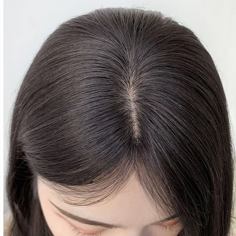 12x13cm Skin Base Human Hair Topper Free Part Natural Scalp Top European Hair Extension for Women Clip in Hairpiece Remy