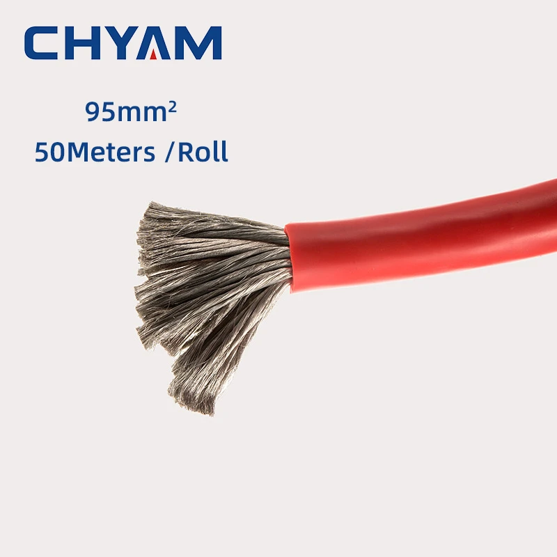 

50Meters/Roll 95mm2 Outer Diameter 18mm Soft Silicone Wire Red/Black 19000/0.08TS Heat-resistant Cable Electrical Connector