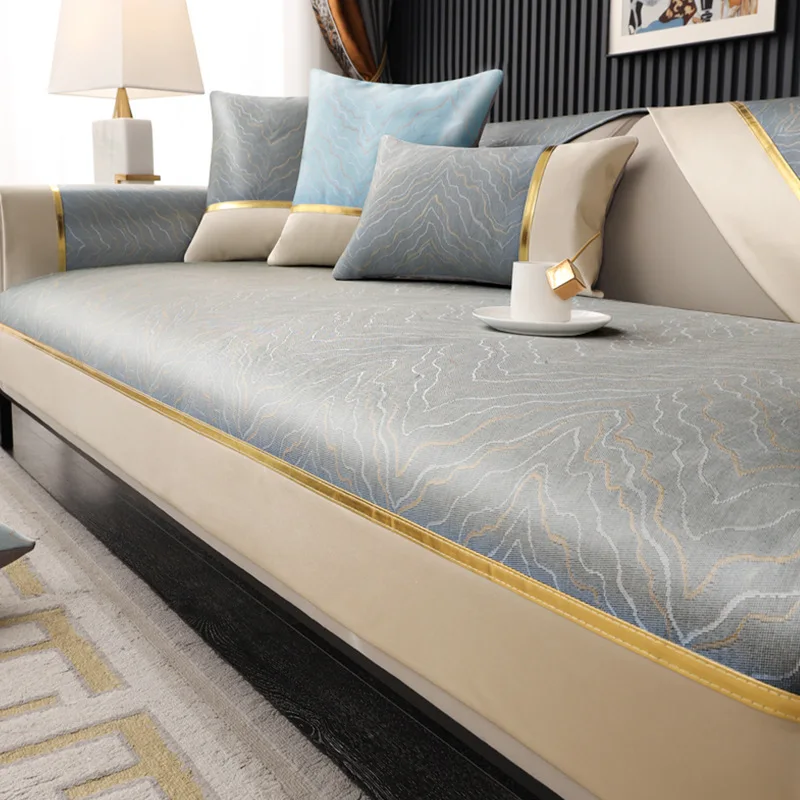 

New Gold Edge Sofa Cushion Cover Fabric Seat Cushion Household Modern Simple Non Slip Sofa Towel Universal Four Seasons