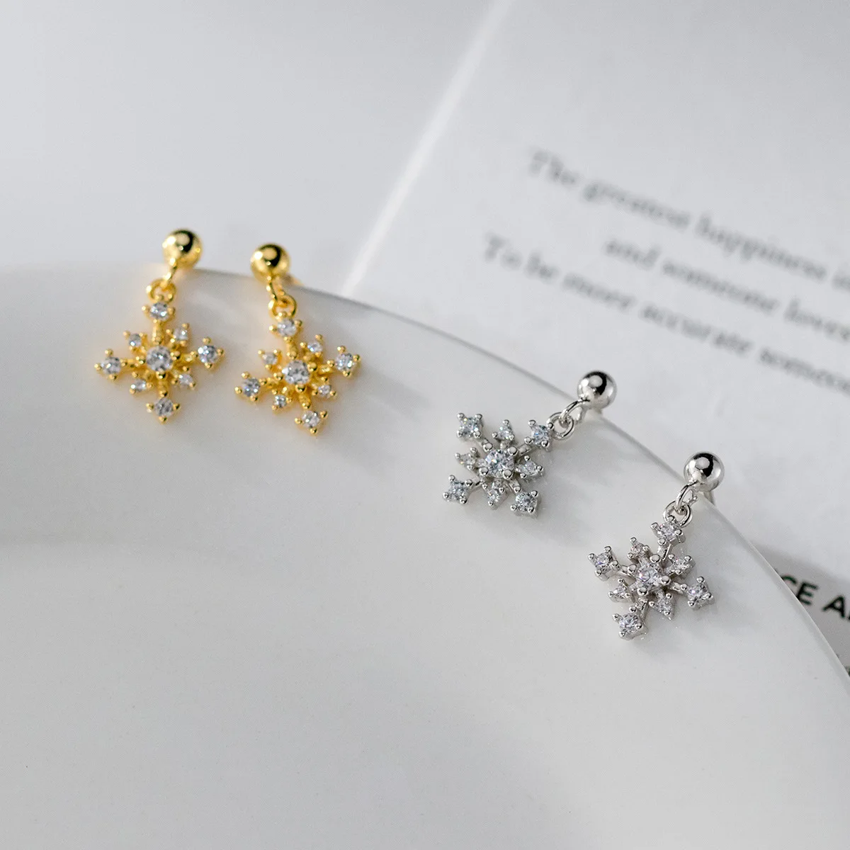 

925 Silver Christmas Earrings For Women Zircon Fashion Silver 925 Earrings Stud For Girls Party Christmas Snowflake