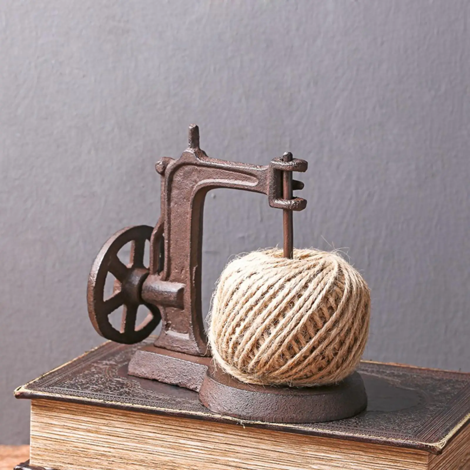 Antique Style Jute Twine Spool Holder with Scissors Organizer for Sewing Machine Room and Creative Art Studio - view 6