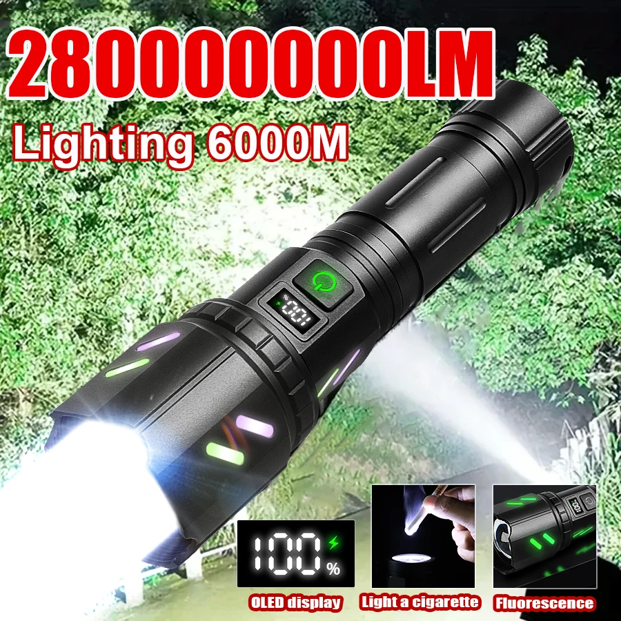 280000000LM مصابيح LED فائقة السطوع مشاعل عرض الطاقة مصباح يدوي قابل لإعادة الشحن زوومابلي الشعلة 5 طرق أقوى مصباح التخييم