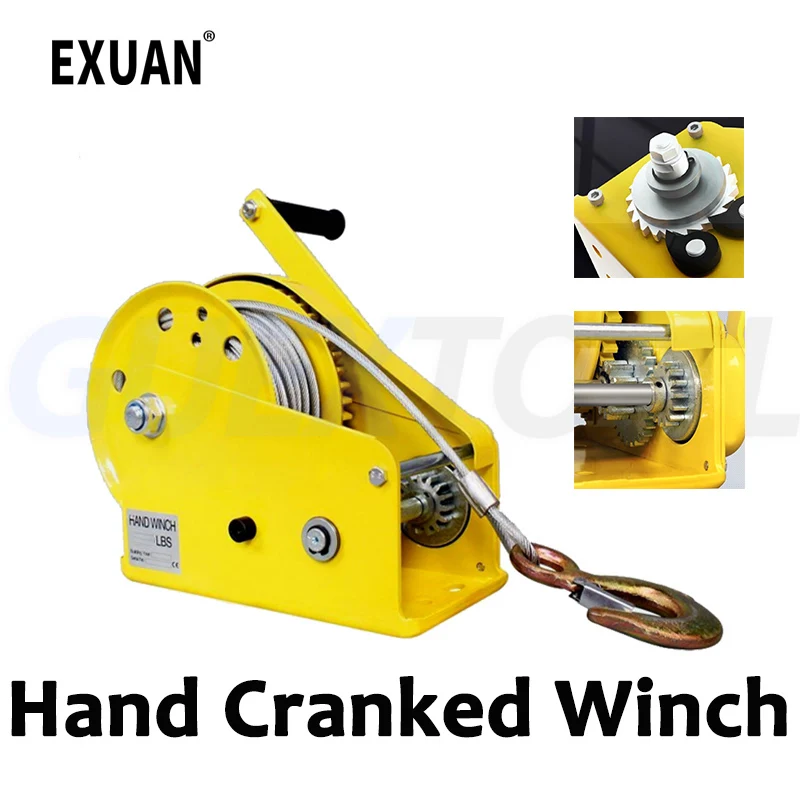 Hand Cranked Winch Wire Rope Traction Hoisting Winch Portable Traction Hoist Household Capstan Mechanical Manufacturing Windlass