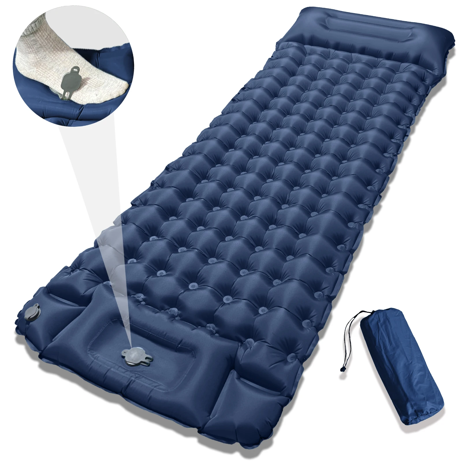 10cmThick Single Air Mattress with Pillow, Pump-Free Inflation, Ultra Comfortable&Compact Foldable Guest Bed for Home and Travel