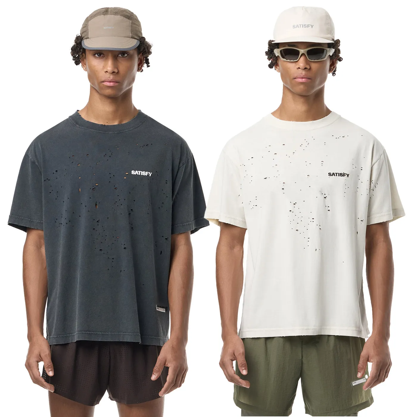 SATISFY running MothTech round neck old cotton basic printed short-sleeved T-shirt