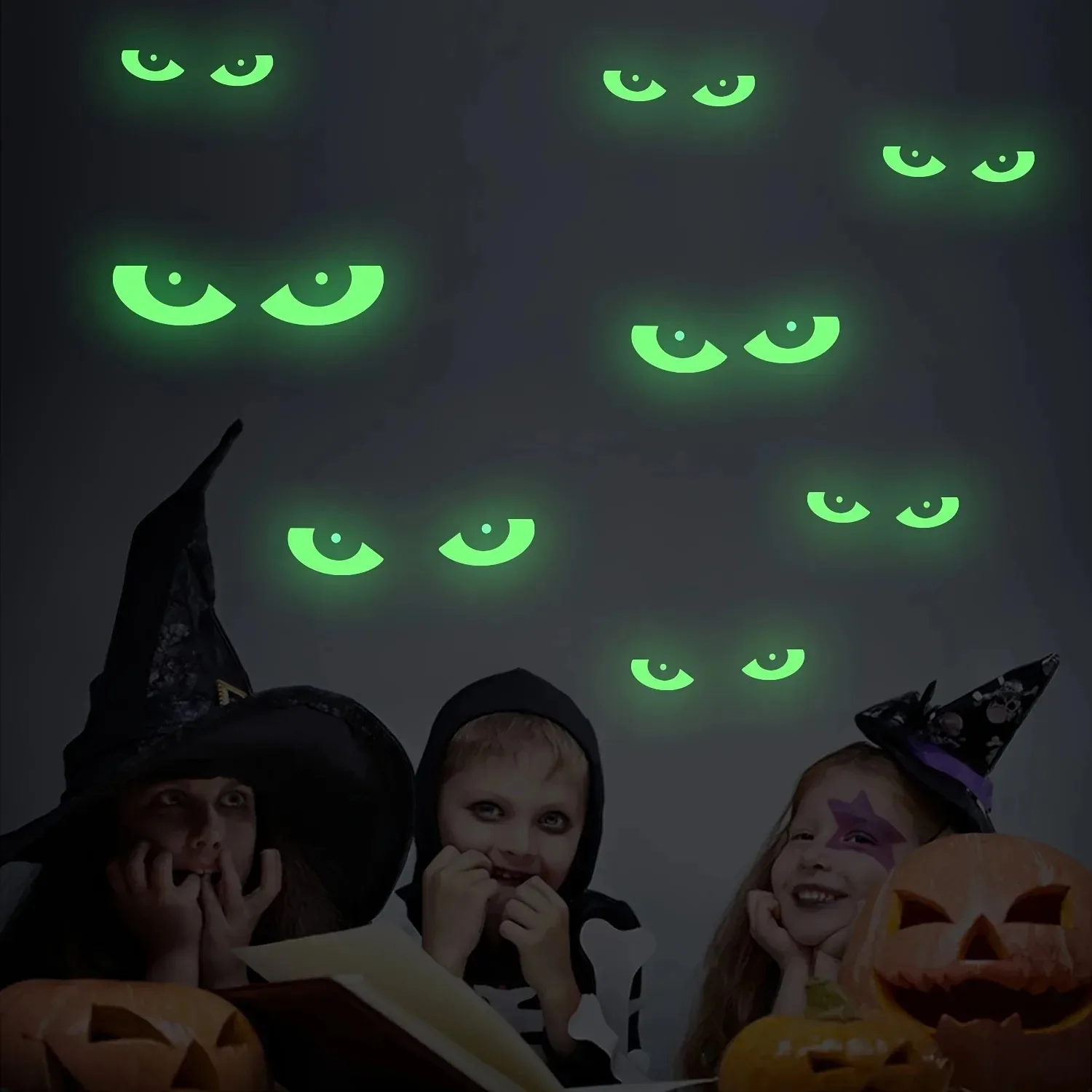 8 Paar im Dunkeln leuchtende Halloween-Augen, abnehmbare fluoreszierende Fensteraufkleber, Halloween-Wandaufkleber – Detail 5