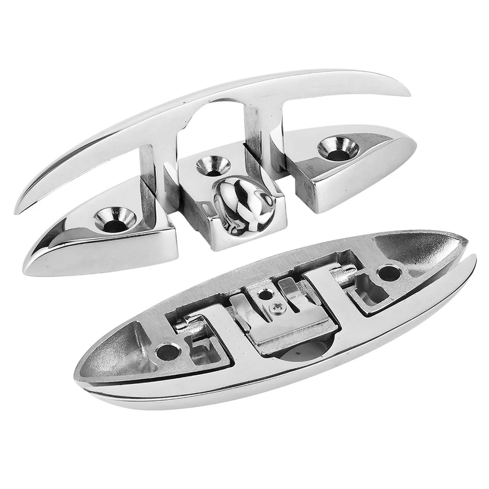 Cleat dek 5in Cleat menarik Cleat 5in lipat atas Cleat 316 baja tahan karat Dok dek perangkat keras aksesoris perahu laut
