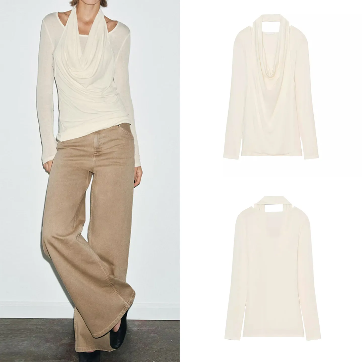 

Новая женская модная двухслойная футболка с длинным рукавом на зиму 2025 года, универсальный качественный женский топ от бренда Z