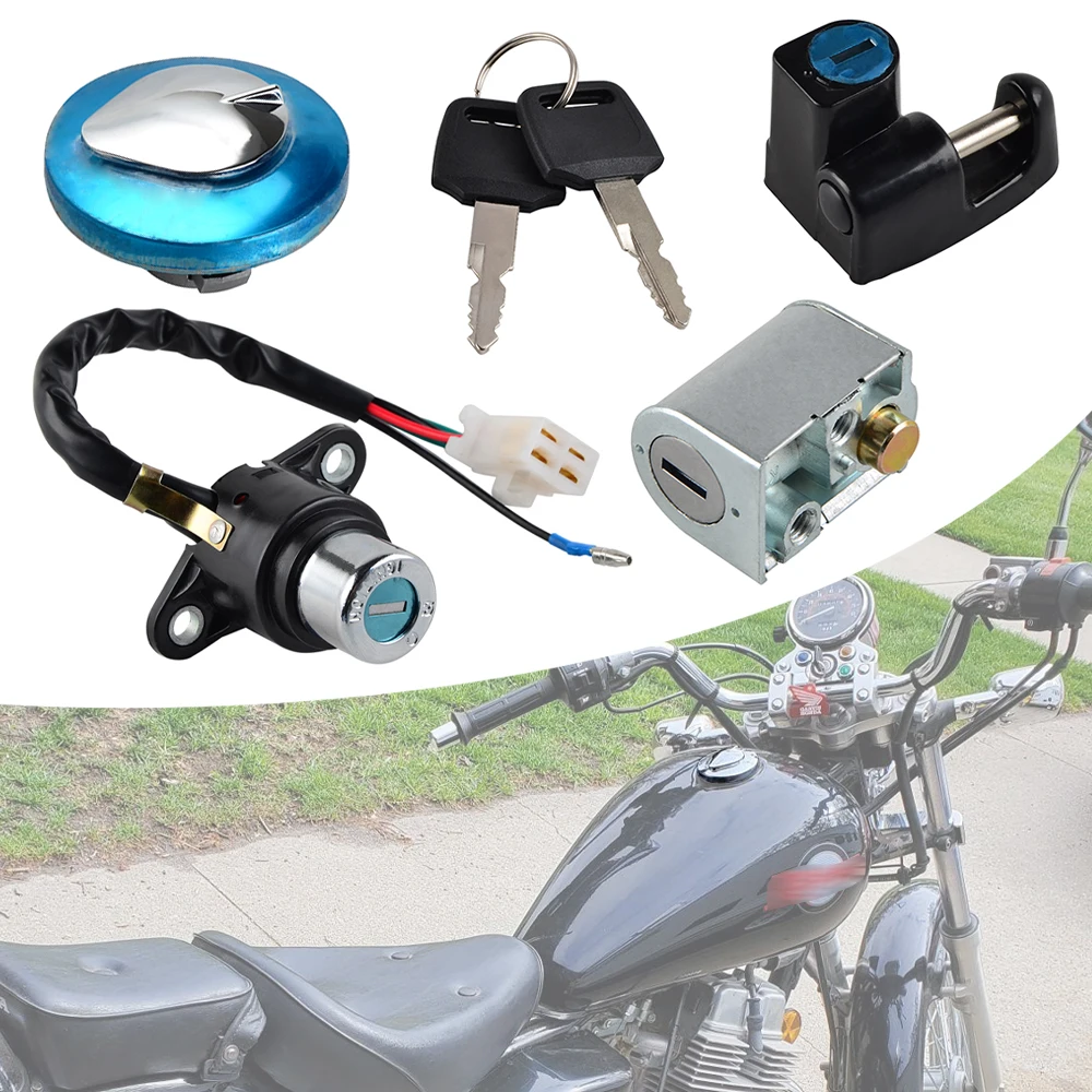 Motorcycle Fuel Tank Cap Cover Ignition Switch Helmet Seat Lock Keys Kit for Honda Rebel 250 CMX250 CMX 250 1987-2015
