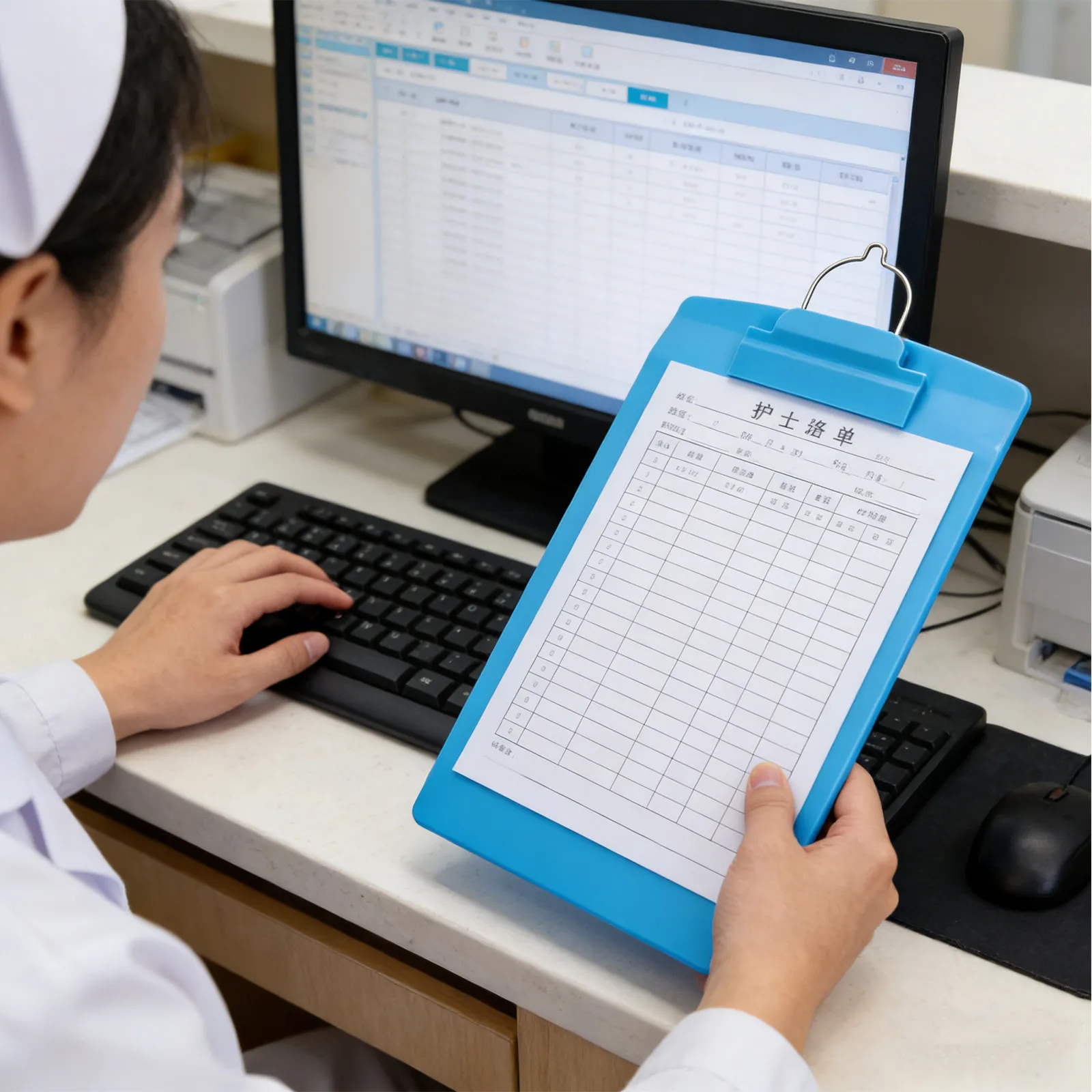 

Nurse Clipboard A4 Size Lightweight Nonslip Surface Easy Clean Multilayer Storage for Healthcare Workers Office Staff Medical