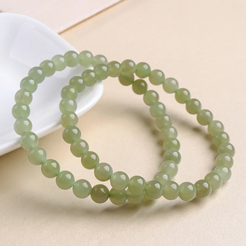 

6mm Natural Nephrite Jade Bracelet Women Healing Gemstone Fine Jewelry Genuine Chinese Hetian Jade Bracelets Girlfriend Mom Gift